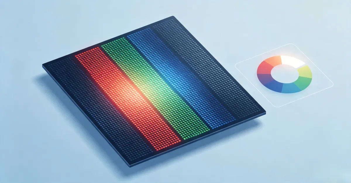 Ilustración de temperatura de color RGB que muestra cómo la falta de saturación de color produce un tinte blanco en una pantalla MacBook
