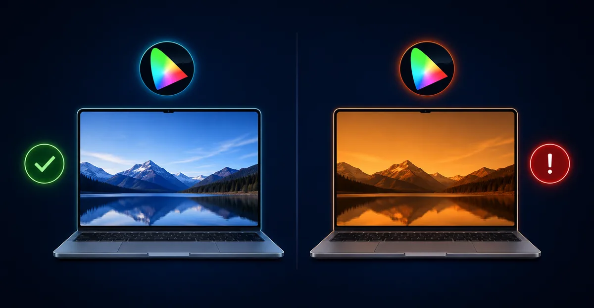 Before and after comparison of orange screen fix workflow