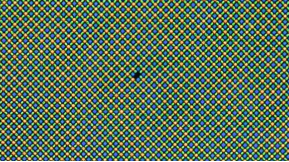 RGB-Subpixelstruktur — jeder Pixel besteht aus roten, grünen und blauen Subpixeln