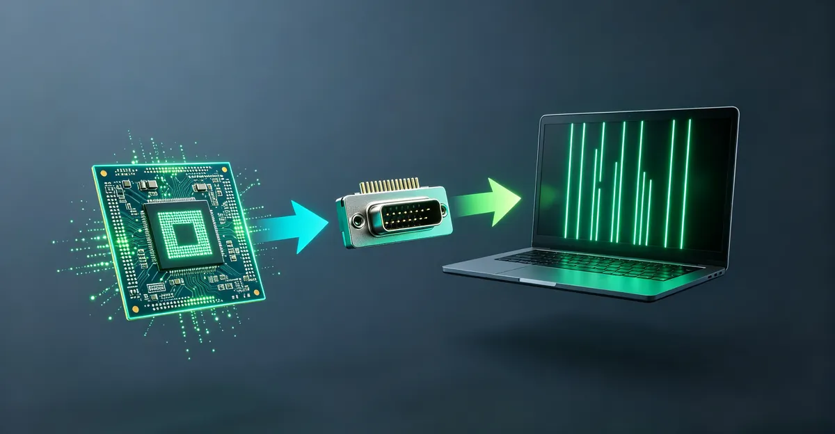 Technical diagram showing three connected causes of green lines: graphics card chip, display cable connector, and monitor panel, with signal flow arrows